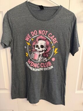 We Do Not Care W/DNC Club Graphic Tee - Gray with Pink Accent
